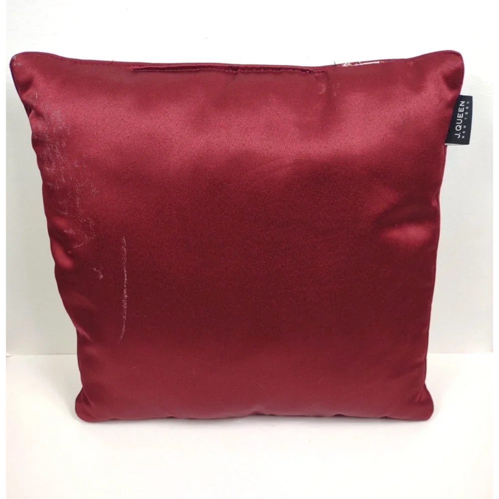 J. Queen New York Maribella Crimson Square Stripes Decorative Throw Pillow 16
